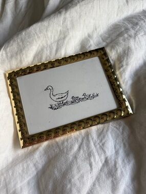 Hand-Drawn Duck Family Ink Illustration - White